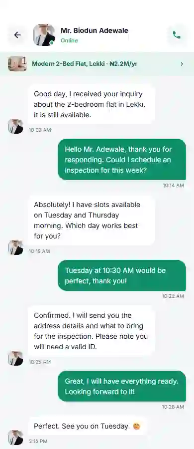 RentNest landlord chat