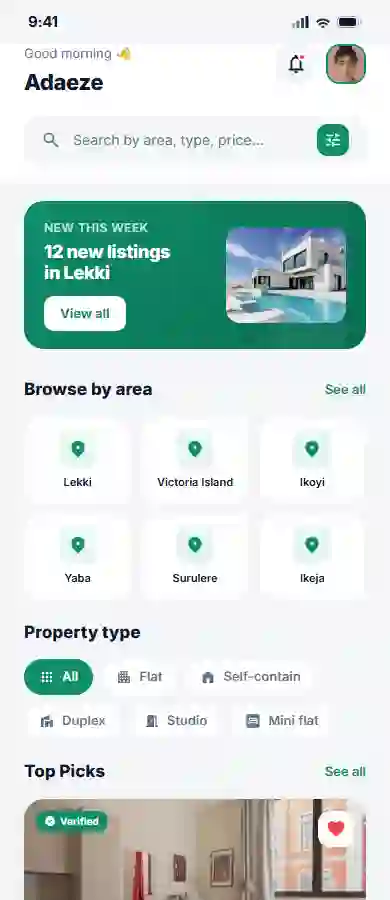 RentNest home screen
